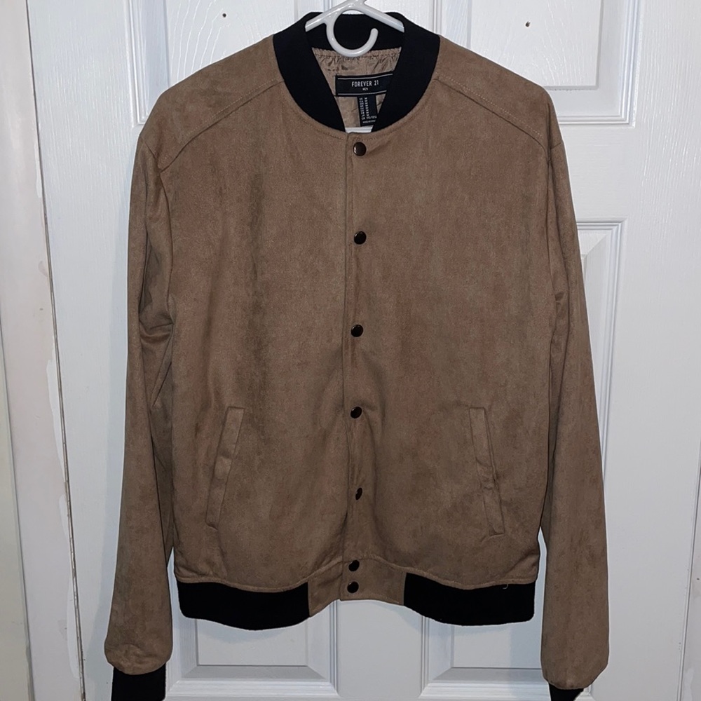 Forever21 Size M Faux Suede TanBrown Button Jacket